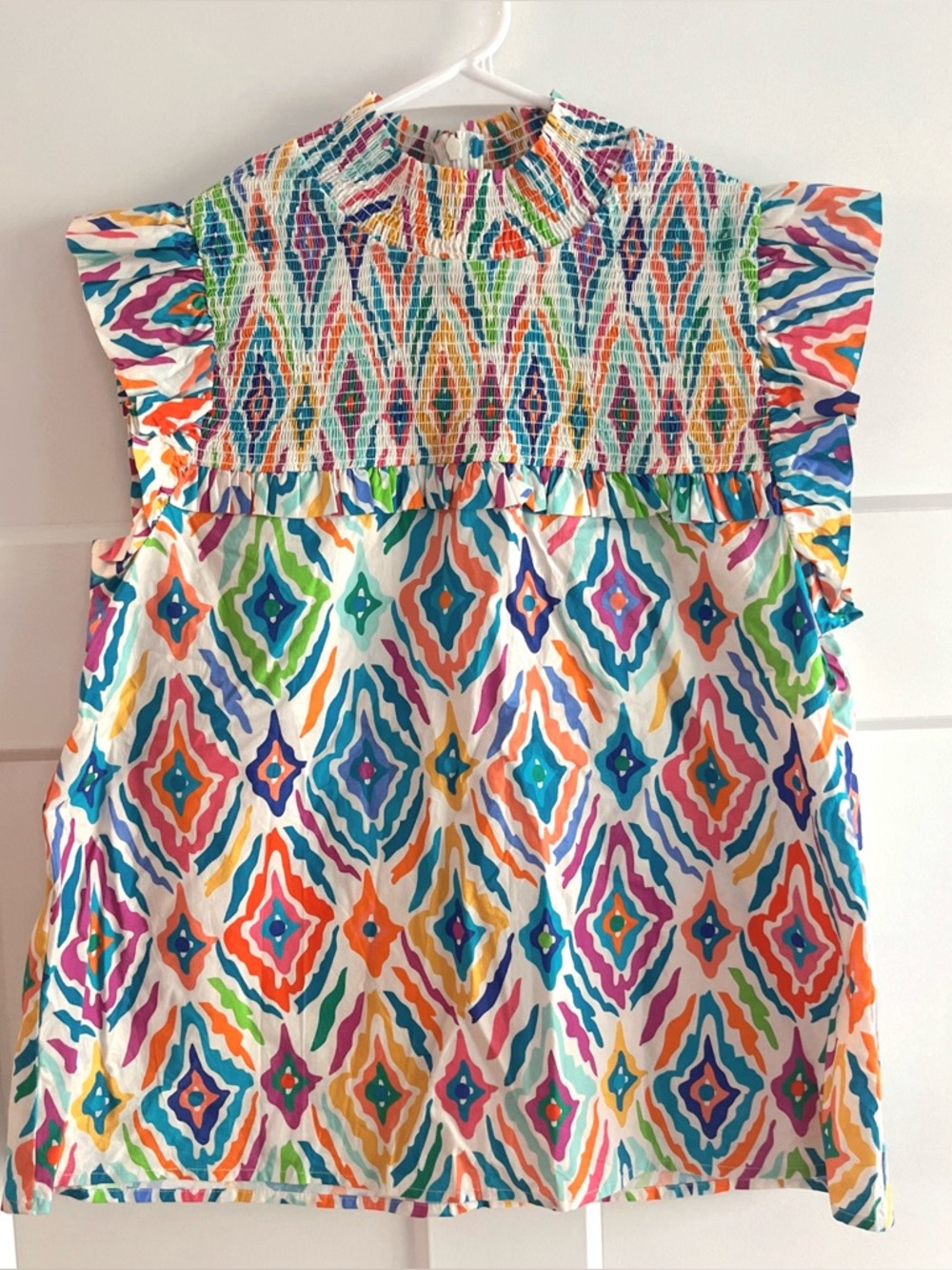 THML Multicolor Floral Ruffle Sleeve Top Size Small